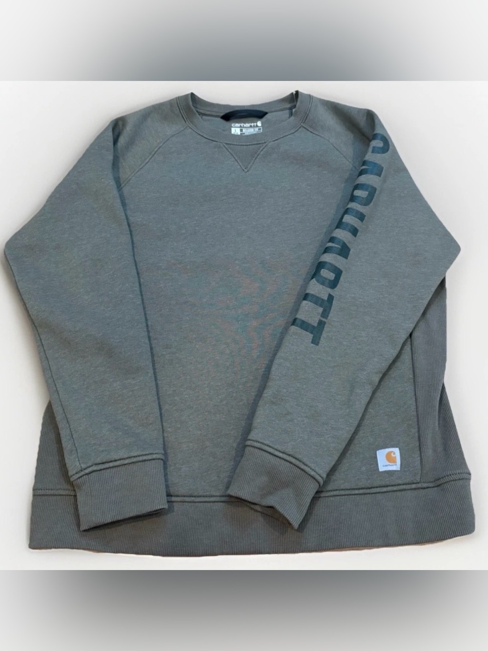 Carhartt Kids Crewneck Sweatshirt Arm Spellout Relaxed Fit Gray Fall Size Large
